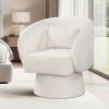 Swivel Accent Chair Upholstered Barrel Chair with Curved Back and Removable Lumbar Pillow