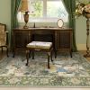Botanical Birds 5x7 Washable Living Room Rug, Boho Green Bedroom Dining Room Rugs for Under Table, Large Vintage Indoor Floor Carpet for Home Office