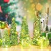 6 Pcs Mercury Glass Christmas Tree for Tabletop Light up Figurine Christmas Tree Mercury Cracked Glass Globe with Light for Xmas Decor Home Party Cen
