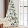 Pre-lit Artificial Christmas Tree, Prelighted Green Artificial Hinged Spruce Xmas Tree with 347 Branch Tips, 120 Incandescent Lights