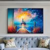 Hand Painted Oil Painting Abstract Coastal Landscape Oil Painting On Canvas Large Wall Art Original Lighthouse Painting Sunset Painting Custom Painti