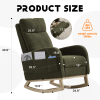 Modern Accent Rocking Chair Rocking Chair with Solid Wood Legs, Upholstered Nursery Glider Rocker, Comfy Armchair with Side Pocket, Living Room Loung