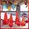 6 Pcs Mercury Glass Christmas Tree for Tabletop Light up Figurine Christmas Tree Mercury Cracked Glass Globe with Light for Xmas Decor Home Party Cen