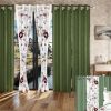 9-Piece Sage Green Watercolor Floral Bedding & Curtain Set (Queen/King/Cal King) - Quilted Microfiber Bedspread + Sheer Curtains