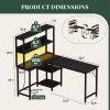 43/53 Inch L-Shaped Desk with Storage Shelves & Hooks - Reversible Computer Table Suitable for Office, Gaming Setup, Workstation with Spacious, Assem