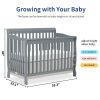 Baby Crib 5-in-1 Convertible, Wood Crib Converts to Toddler Bed, Daybed and Full-Size Bed, Non-Toxic Finishes