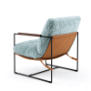 28 Inch Extra Wide Sling Accent Chair, Fully Disassembled, Rubber Wood Armrest, Metal Iron Frame, Fluffy Rabbit Plush Upholstery, Indoor Leisure Chair