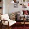 Modern Accent Chair with Rubber Wood Frame and Lumbar Pillow