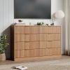 Fluted Drawer Dresser For Bedroom, Wood Storage Cabinet With Golden Metal Handles, Modern Closet Of Drawers for Living Room