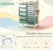 15-Drawer Rolling Storage Cart Metal Tabletop Pegboard Organization Tool Caddy for Home Garage Office
