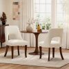 Cutout Back Counter Height Bar Stools Set of 2, Mid Century Chenille Upholstered Kitchen Island Stools with Solid Rubberwood Legs