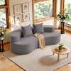 Boneless Compressed Modular Sofa, Soft Striped Corduroy Floor Couch with Deep Seat, Wide Armrests and Back Pillows