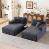 Oversized Double Chaise Lounge Corduroy Upholstered Boneless Couch Cloud Deep Seat Sofa
