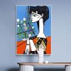 Handmade Oil Painting Nice Day Sky Sea Meadow Flowers Painting on Canvas Handmade Wall Art Original Oil Artwork for Home Living Room Bedroom Office D