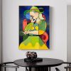 Handmade Oil Painting Nice Day Sky Sea Meadow Flowers Painting on Canvas Handmade Wall Art Original Oil Artwork for Home Living Room Bedroom Office D