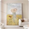 Handmade Oil Painting Nice Day Sky Sea Meadow Flowers Painting on Canvas Handmade Wall Art Original Oil Artwork for Home Living Room Bedroom Office D