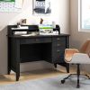 Vintage Computer Desk with Storage Shelves and 4 Drawers
