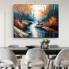 Hand Painted Oil Painting Original Landscape Oil Painting On Canvas Large Textured Wall Art Abstract Nature River Painting Modern Home Decor Bedroom