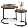Set of 2 Modern Round Stacking Nesting Coffee Tables