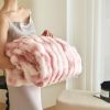 Ultra Soft Luxury Fluffy Faux Rabbit Fur Throw Blanket, Thick Warm Bubble Throw for Bed, Cozy Plush Reversible Blankets for Couch, Chair, Sofa