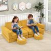 14 PCS Modular Kids Play Couch for Playroom and Bedroom Suede fabric covers Zipper head covers protect